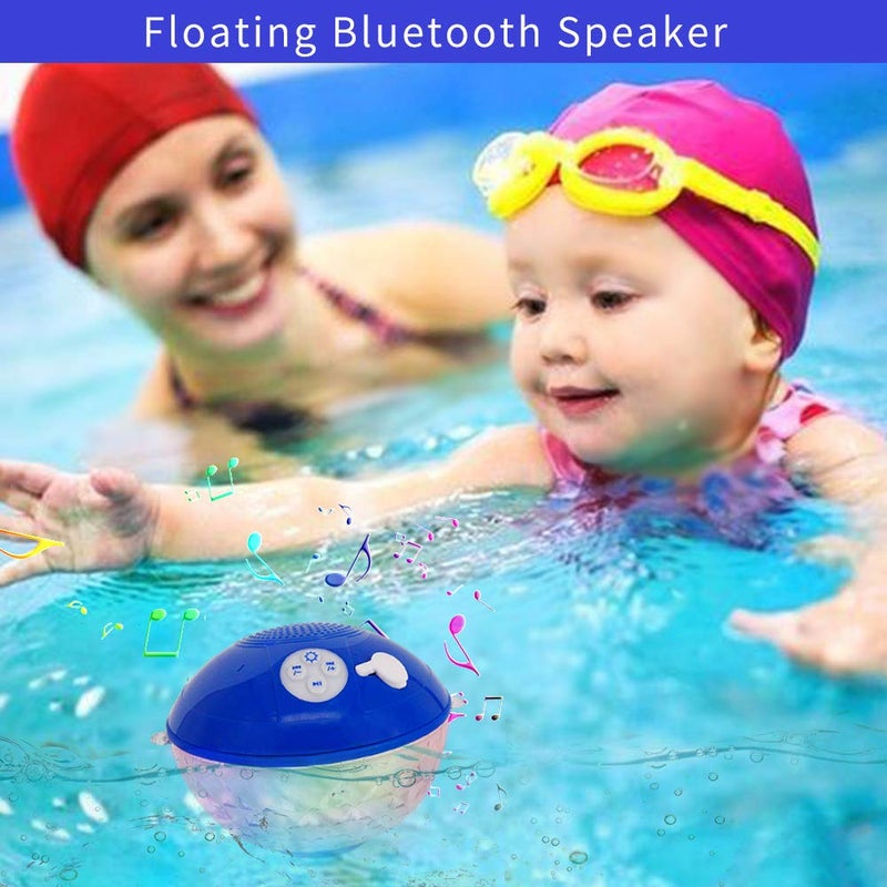 Blufree Bluetooth Pool Speaker with Colorful Light, Portable Floating Pool Speaker IP68 Waterproof,Built-in Mic, Floatable Crystal Clear Sound Wireless Bluetooth Hot Tub Speakers for Pools Spa Outdoor - Image 4